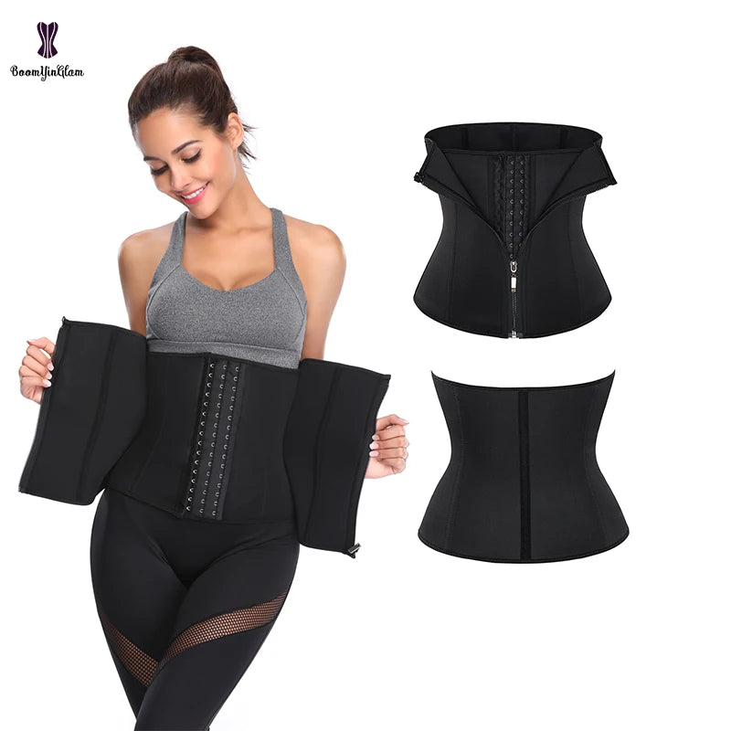Front Zip & Hook 6 Steel Boned Underbust Corset Thermal Sheath Slimming Women Hot Waistband Neoprene Girdle Plus Size XS to 6XL