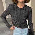 Enyami Crew Neck Hollow Long Sleeve Autumn Long Sleeve Long Sleeve T Shirt Casual Formal Office Shirts Knit Top