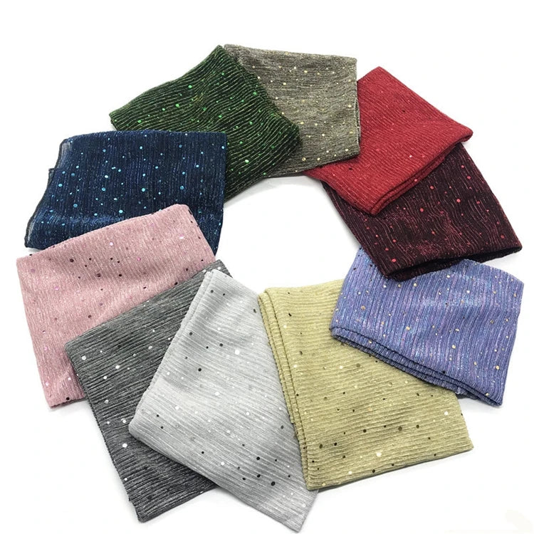 Sequins Ladies Polyester Hijab Scarf Spring and Summer Breathable Ethnic Wind Headscarf Women Muslim Hijab Scarf