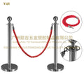 Ball-Top Stainless Steel Queue Pole Stand Q Manager Stanchion for Crowd Control for Car Shows Banks Hotels Museums