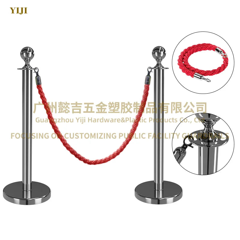 Ball-Top Stainless Steel Queue Pole Stand Q Manager Stanchion for Crowd Control for Car Shows Banks Hotels Museums