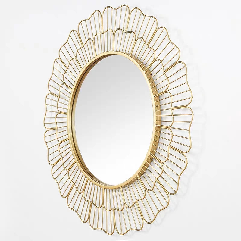 71cm Large Iron Modern Creative Home Furniture Decorative Wall Mirrors Wall Hanging Round Gold Mirror for Living Room for SALE