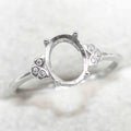 Sterling Silver 7*9mm Semi Mount Ring Frame Empty Blank Support Claw Setting S925 Base Holder Without Center Stone for DIY Inlay