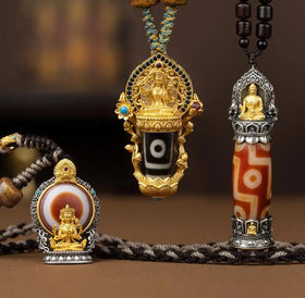 Caicai New Nine Eyes Day Beads Pendant Tibet Six Words Transfer Beads for Men and Women Pendant Simple Jewelry