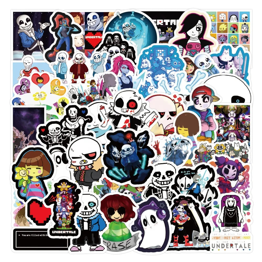 50Pcs Undertale Cool Game Graffiti Stickers for Boy Girl Bottles Cup Notebook Luggage Laptop Waterproof Vinyl Stickers