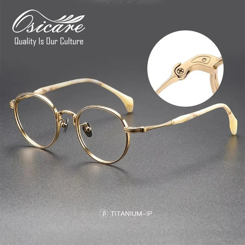 Luxury Brand Vintage Spectacle Eyewear Retro Monturas Lentes Eyeglasses Manufacturers IP Titanium Eye Glasses Men Optical Frame