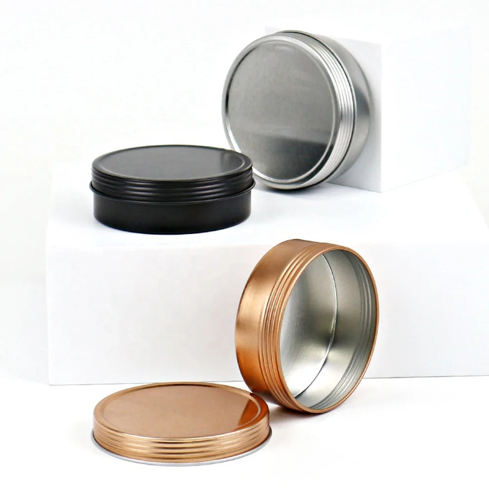 Round Seamless Luxury Tinplate Candle Tins Multiple Colors Tin Containers with Screw Top for Cosmetics Candy Cream Party Favors
