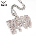 Custom Drip Charm Iced Cubic Zircon Small Baguette Initial Letters Pendant Necklace Words  4mm CZ Tennis Chain Jewelry