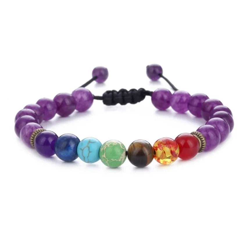 Chakra Bracelets for Womens Lava Rock Stone Beaded Beads Bracelets for Mens Adjustable Stretch 7 Chakra Bracelet