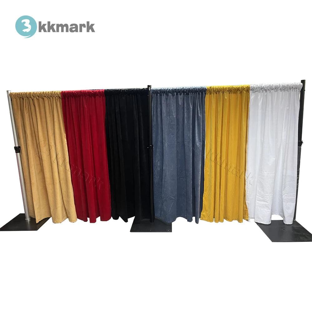 Kkmark High Thick Blackout Portable IFR Fireproof Velvet Drapes Curtains Customized Color Telescopic Size for Wedding Stage