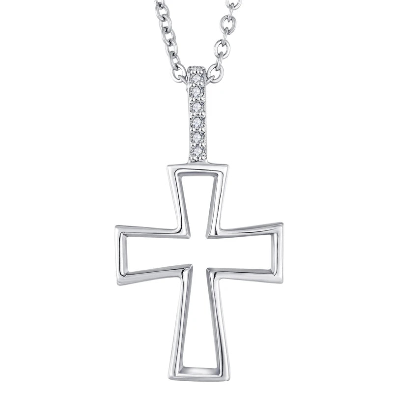 Custom Christian Crucifix Orthodox Religious Hollow Plain Cross Charm Pendant Charm 925 Silver Jewelry Wholesale