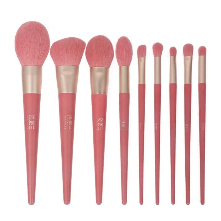 ZH Best Selling 9 Pieces Soft Vegan  Best Kabuki Luxury Pink Quality Ever Beauty Private Label Make up Brushes Cosmetic