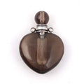 Hongzhuo New Smoky quartz gemstone silver plated heart shape perfume bottle pendant for necklaces healing crystals Jewelry