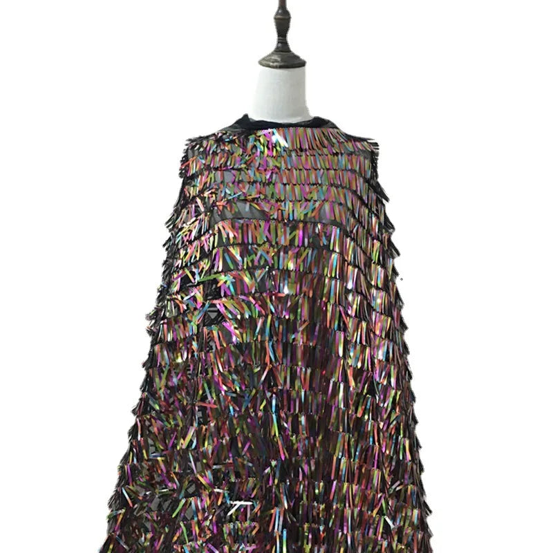 Fantasy Sequins Bead Embroidery Fabric Laser Stage Wedding Background Bead Sequins Fabric