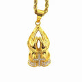 Fatingna Quality Stainless Steel Brass Crosses Pray Hand Pendant Icedout Hip Hop Style Gold Plated with Zircon Stones for Gift