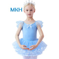 Girls Ruffle Sleeve Leotard With Tutu Skirted