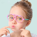 Kids Blue Light Blocked Glasses Silicone Anti Blue Ray Screen Protector Solid Pattern Frames Wholesale MegaBDM