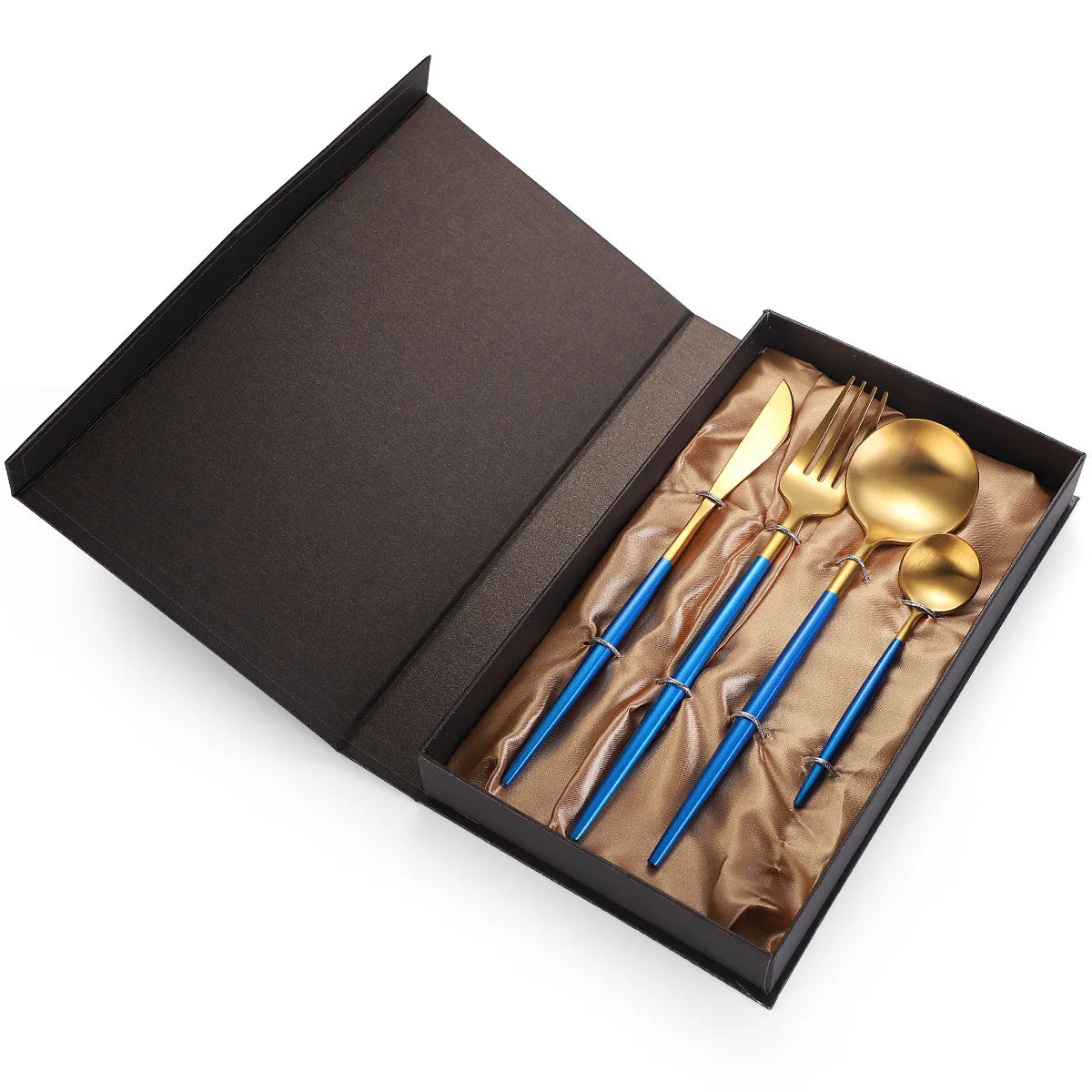 Classic Wedding Cutlery Portuguese Silverware Set 4PCS Gold Cutlery Set Stainless Steel Flatware With Box