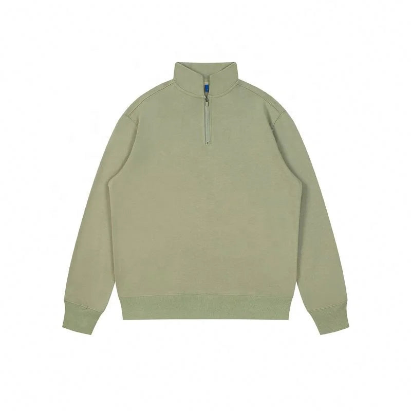 Wholesale Half Zip Street Style Casual Sweatshirt Streetwear Long Sleeve Pullover Cotton Knitted Fabric Hoodie for Men