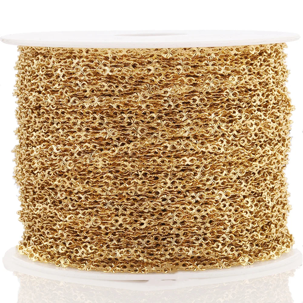 New Chain Stainless Steel 18K Gold Plated Fine Patterned 8 Shape Chain for DIY Jewelry Necklace Bracelet Making