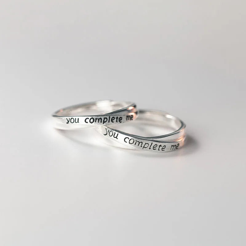 Minimalist Bijoux Wholesale 925 Sterling Silver You Complete Me Couple Ring for Men and Women Engagement Rings
