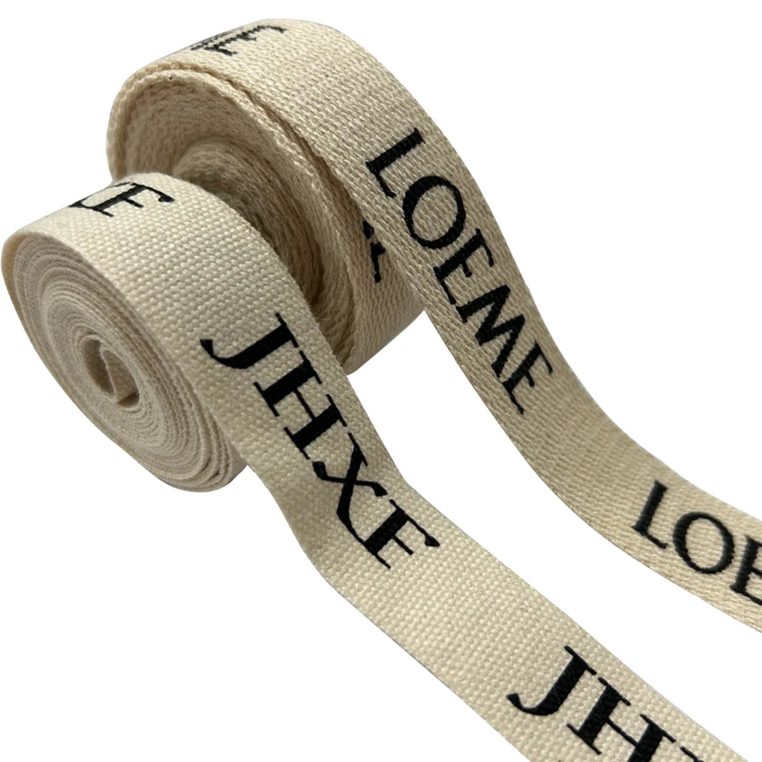 100% Natural Eco-Friendly Custom Personalized Printed Cotton Twill Ribbon Decoration With Brand logo