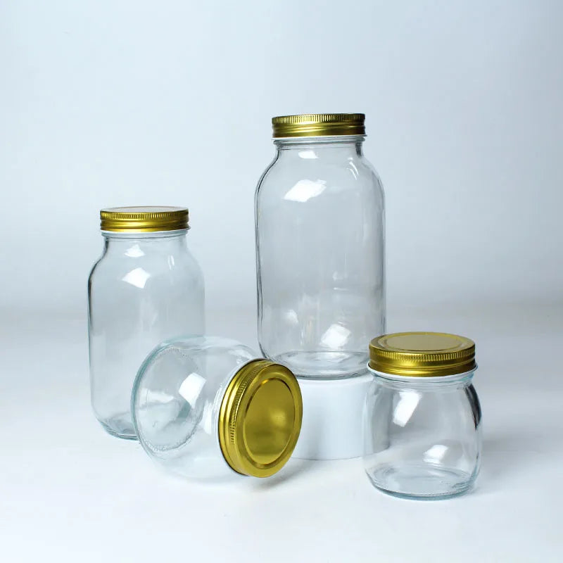 Hot Sell 8oz 16oz 32 oz  2L Glass Mason Jar with Metal Lid