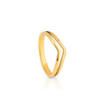 Chris April 316L Stainless Steel PVD Gold Plating Arrow V Shape Double Layers Hollowed Out Ring