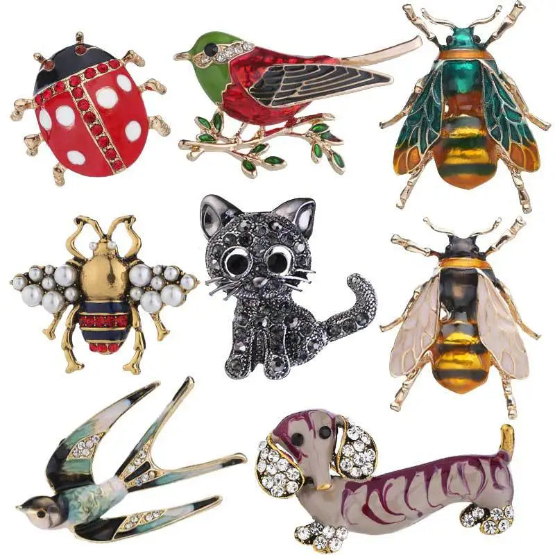 Fashion Pearl Bee Brooch Dripping Oil Swallow Bird Brooches Wholesale Corsage Accessories Pins