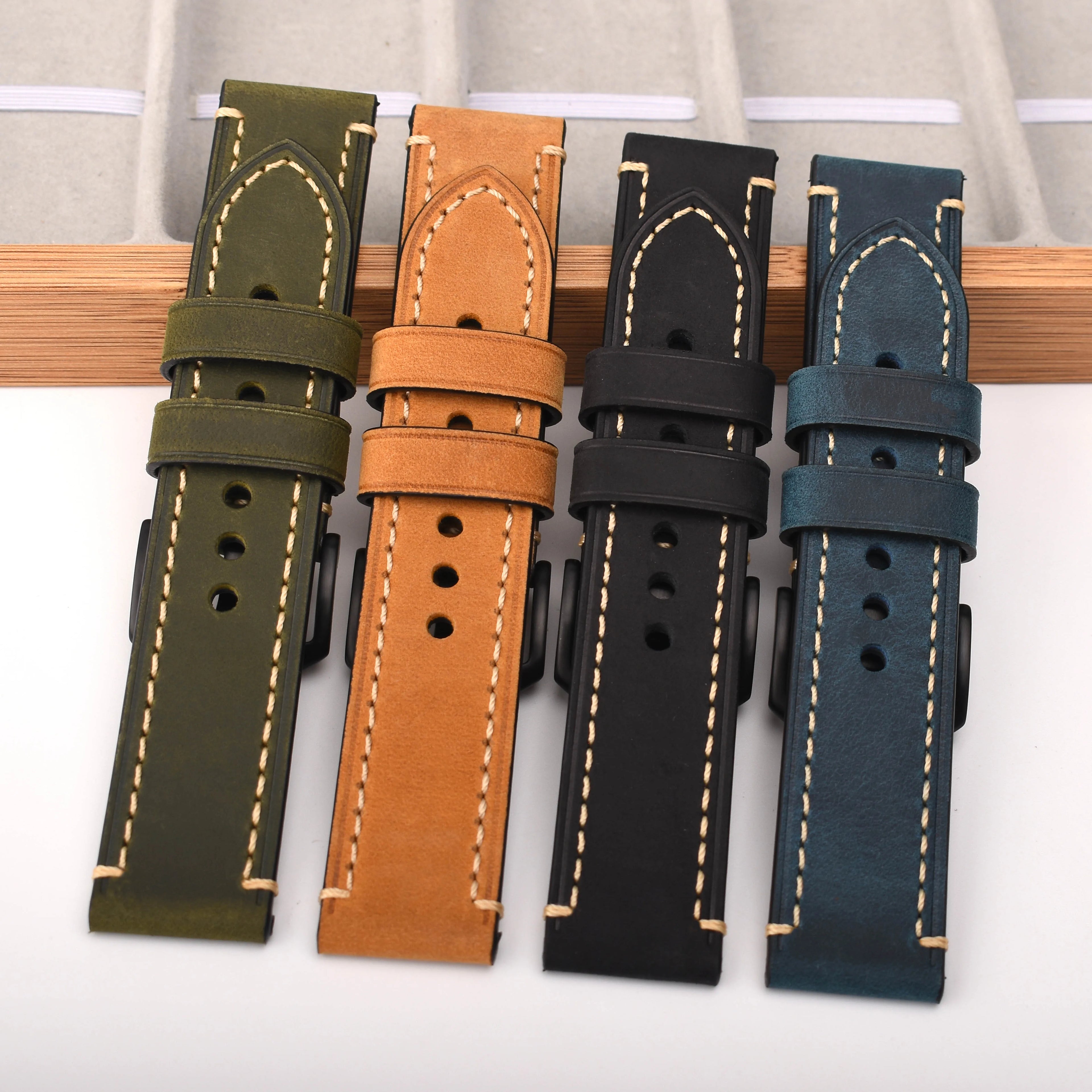 Heqi OEM Customization Wide Leather Cuff Wrist Watch Band for Men