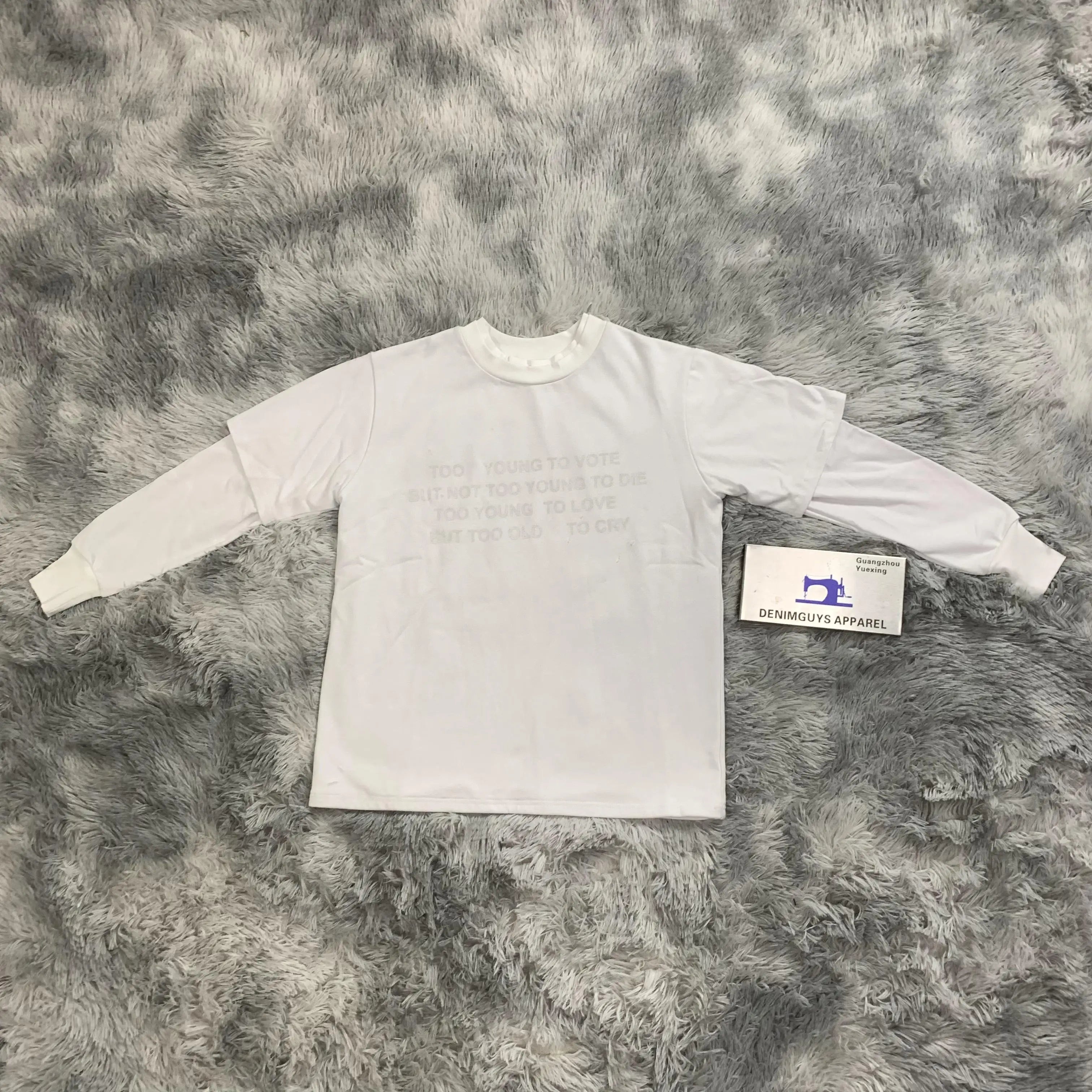 DENIMGUYS Custom Screen Printed Mens Double Layer Patchwork Long Sleeve Men's T-shirts