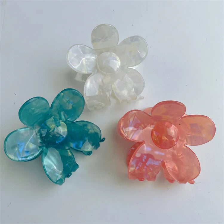 Luxury Cute Candy Colors PVC Hair Clips Big Flower Hair Claws for Girls Made of Durable Plastic