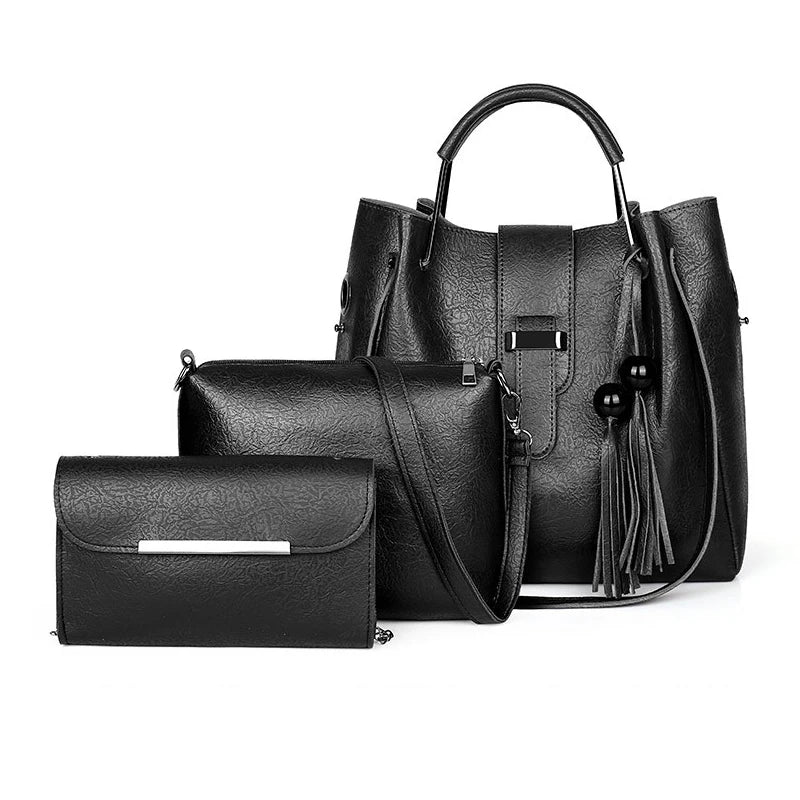 Custom Fashion Design Pu Leather Three in One Ladies Bags Handbag Set