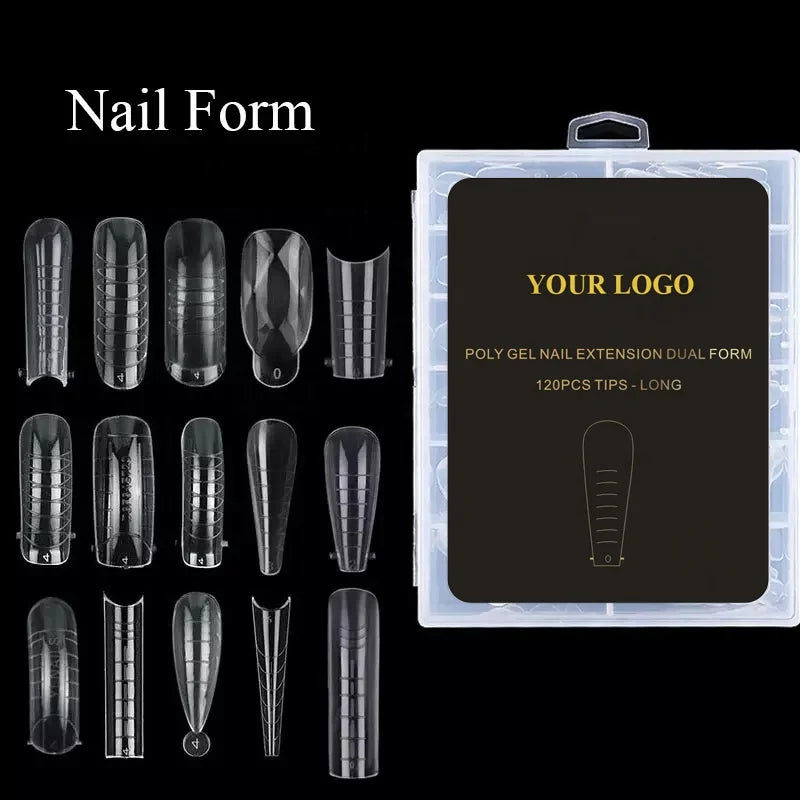 Customized Logo Building Gel Nail Mold TIPS 120 PCS Builder Extension Forms With Scale Acrylic Full Cover False