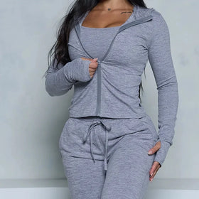Custom Winter Solid Activewear Workout Gym Wear Streetwear Casual Sport Women Tracksuit Sweatshirt Hoodie Joggers Set 100%