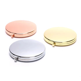 Portable Mini Round Rose Gold Vanity Makeup Mirror Double Sided Aesthetic Car Mirror Free Sample for Weddings and Cosmetics