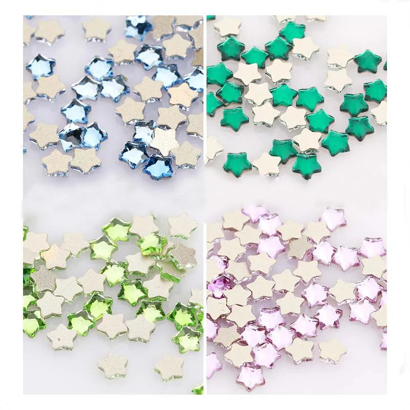 Diy Nail Art Sticker Flat Back Crystal Rhinestones Star Shape Craft Shiny Embellishment Phone case Decorative Glue-on CZ Diamond