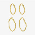 FUAMAY 925 Sterling Silver 22MM 32MM Hoop Earrings 18K Gold Plated Irregular Hoop Earrings