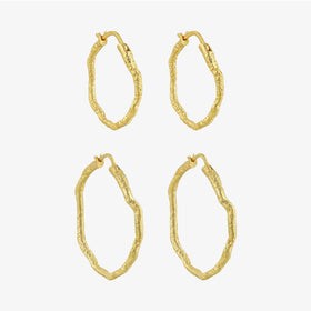 FUAMAY 925 Sterling Silver 22MM 32MM Hoop Earrings 18K Gold Plated Irregular Hoop Earrings
