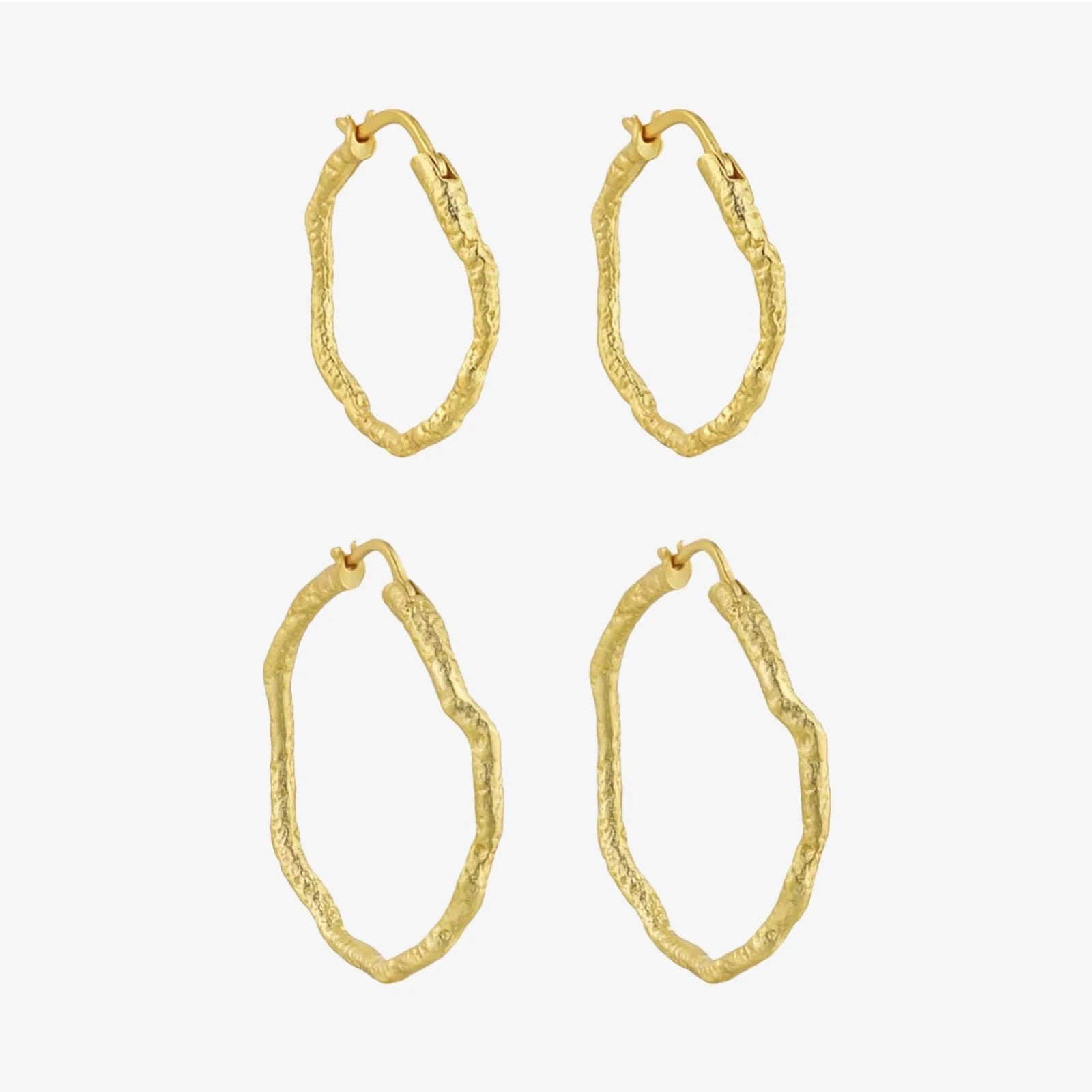 FUAMAY 925 Sterling Silver 22MM 32MM Hoop Earrings 18K Gold Plated Irregular Hoop Earrings