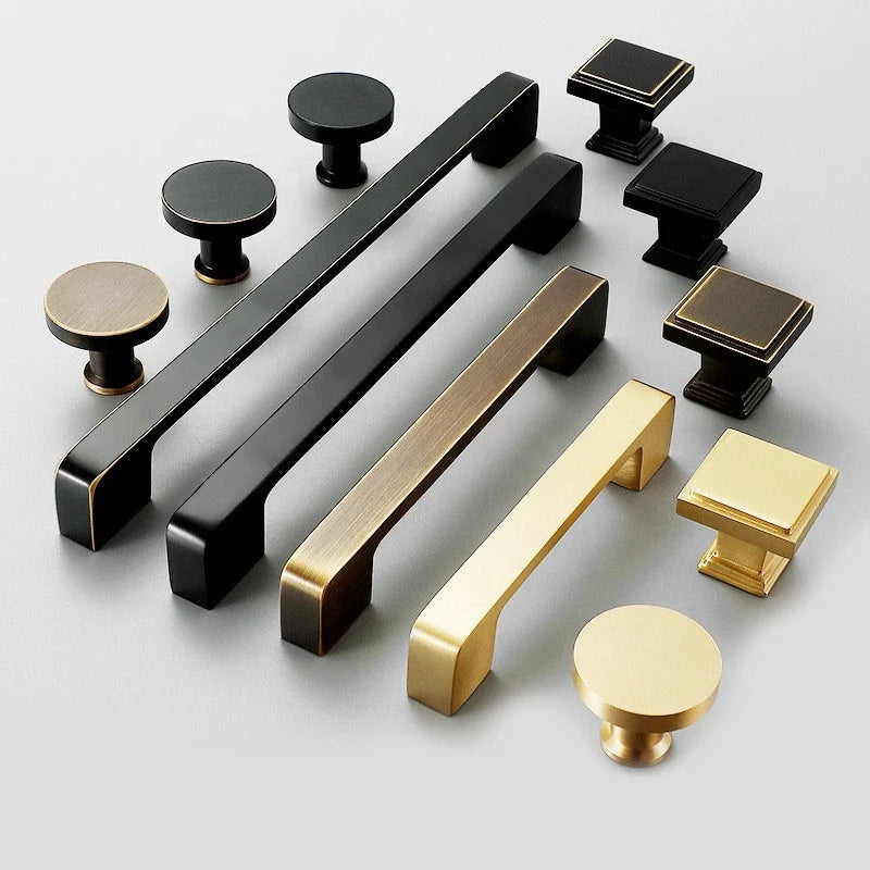Hot Sale Black Gold Antique Coffee Solid Brass Kitchen Pulls Cabinet Handles Drawer Knobs