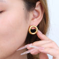 Chris April Fashion Wholesale 316L Stainless Steel PVD Gold Plated Minimalist Irregular O Shape Drop Earring