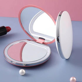 Magnifying Lighted Makeup Mirror Light Mini Round Portable Led Make up Mirror Sensing Usb Chargeable Makeup Mirror