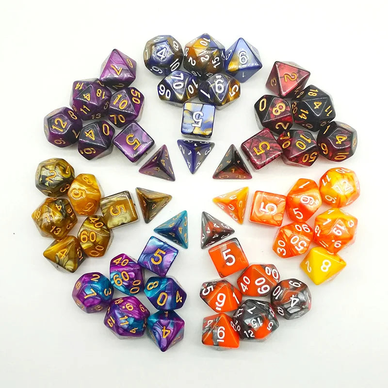 ESANDA DND Dice Set 7 PCS SET Polyhedral Dice for Dungeons and Dragons RPG MTG Table Games with Large Flannel Bag