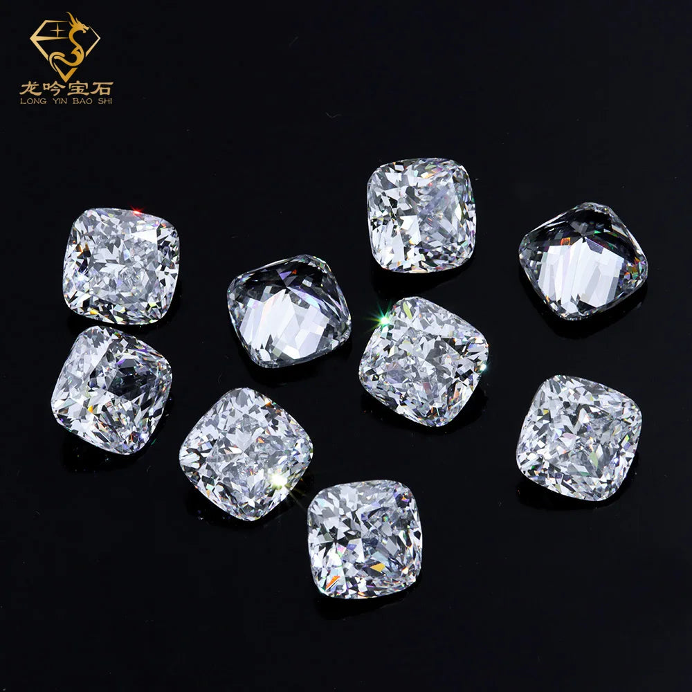 5A Cubic Zirconia Stones Cushion Cut Zircon Factory Direct Supply 3mm-12mm All Size Synthetic CZ Stones for Ring Earring Pendant