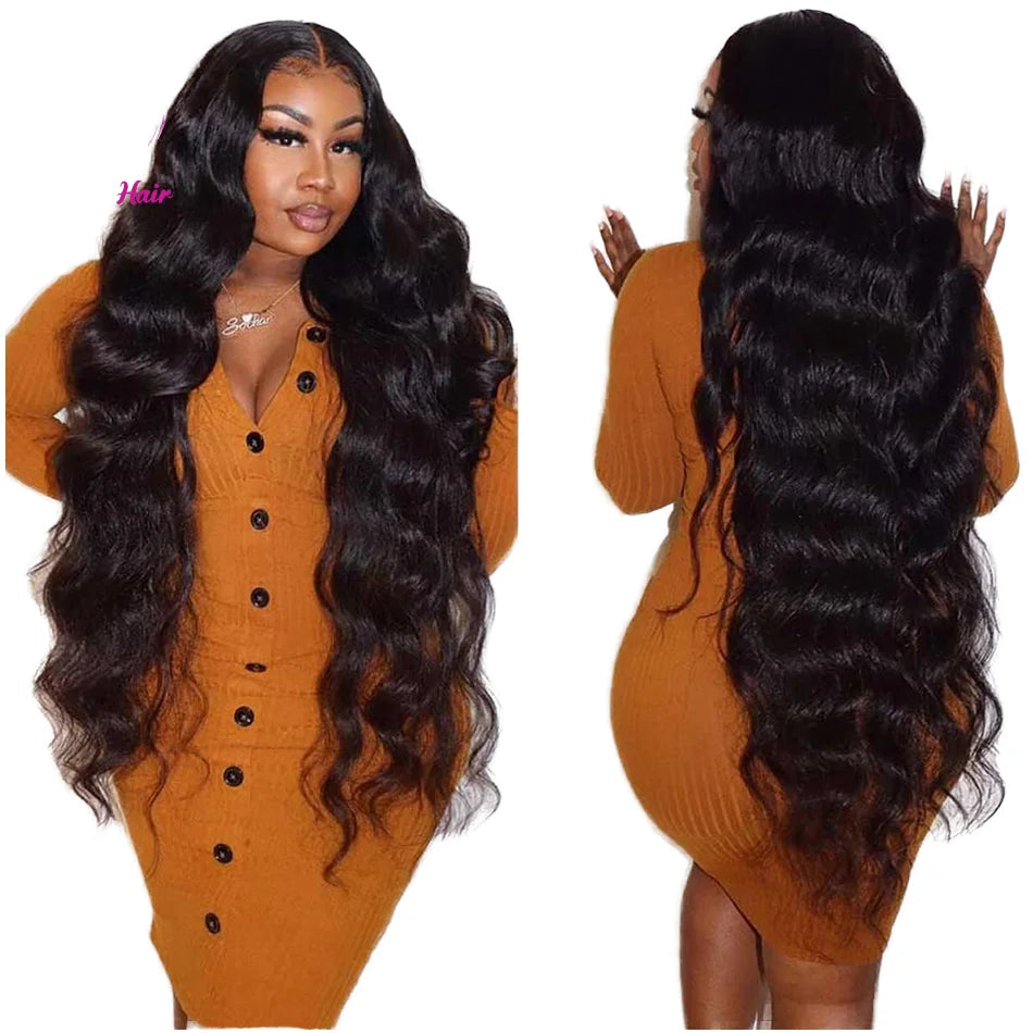 13x4 Body Wave Lace Front Wigs Human Hair Pre Plucked Transparent Frontal Wigs for Women 200% Density Brazilian Virgin Wigs