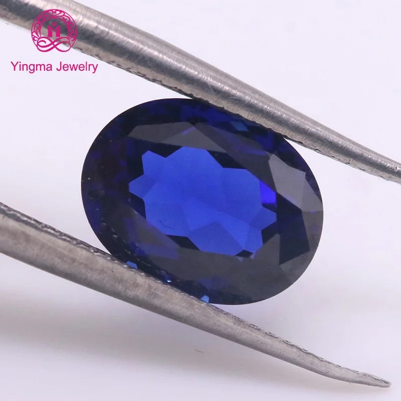 Lab Created Loose Sapphire Gemstone Customizable Oval Shape 5x7mm-9x11mm OEM/ODM  Blue Lab Grown Sapphire Synthetic Stones