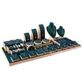 Solid Wood Display Rack in Black Green & Spot for Jewelry Counter Ring Earrings Necklace Pendant Jade Storage Display PE