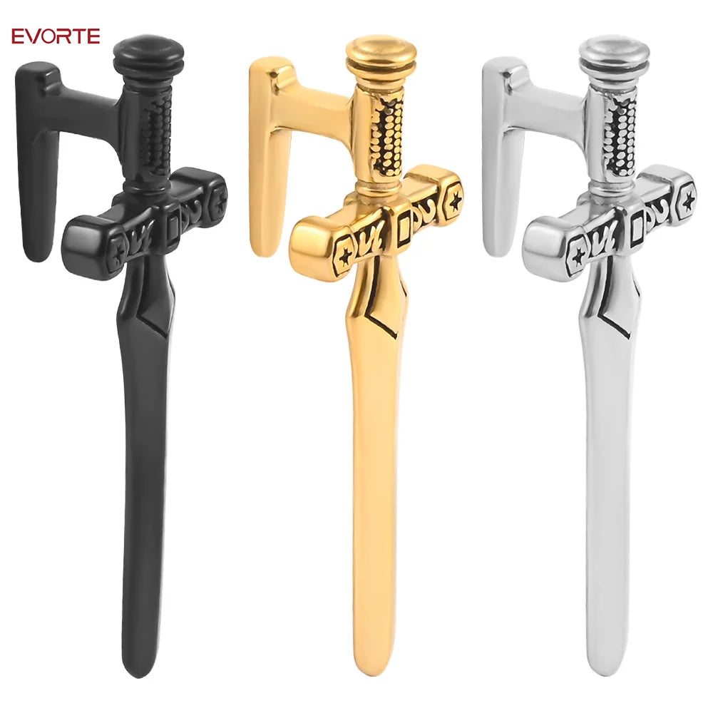 Gold Plated 316L Stainless Steel Cross Sword Dangle Weights Flesh Tunnels Gauges Plugs Earrings Piercings Wedding Body Jewelry