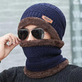 Winter Beanie Hat for Men Knitted Hat Winter Cap Beanie Women Thick Wool Neck Scarf Cap Balaclava Mask Bonnet Hats Set R0780